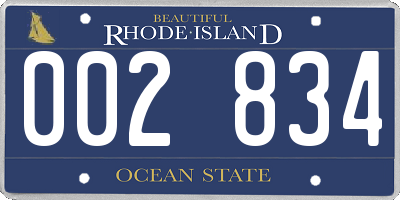 RI license plate 002834