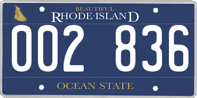 RI license plate 002836