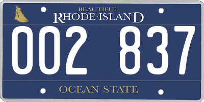 RI license plate 002837