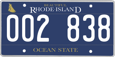 RI license plate 002838