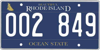 RI license plate 002849