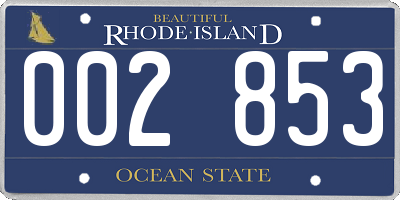 RI license plate 002853