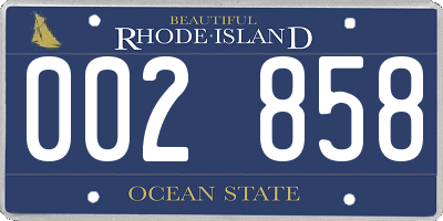 RI license plate 002858