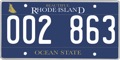 RI license plate 002863