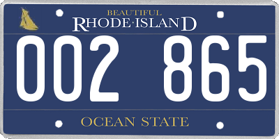 RI license plate 002865