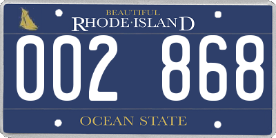 RI license plate 002868