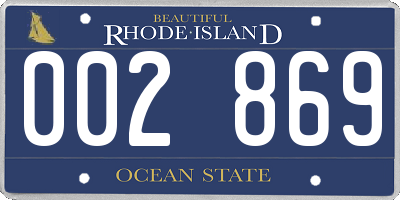 RI license plate 002869