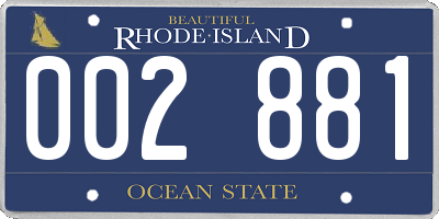 RI license plate 002881