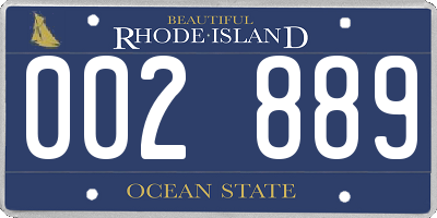 RI license plate 002889