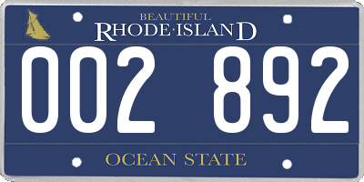 RI license plate 002892