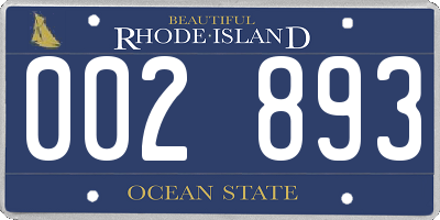 RI license plate 002893