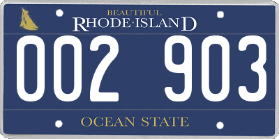 RI license plate 002903