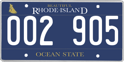 RI license plate 002905
