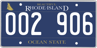 RI license plate 002906