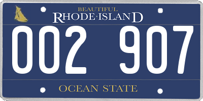 RI license plate 002907