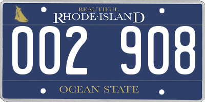 RI license plate 002908