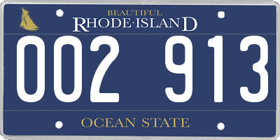 RI license plate 002913