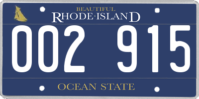 RI license plate 002915