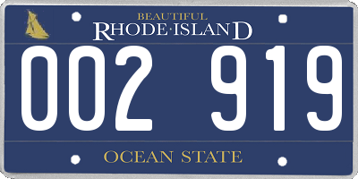 RI license plate 002919