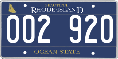 RI license plate 002920