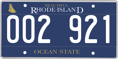 RI license plate 002921