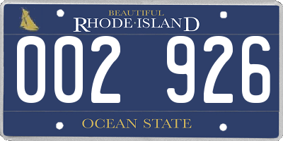 RI license plate 002926