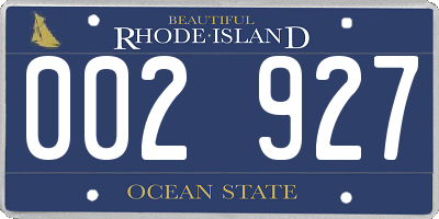 RI license plate 002927