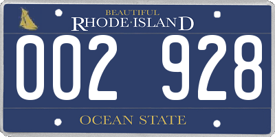 RI license plate 002928