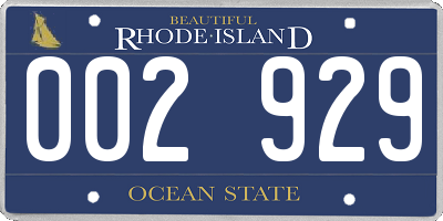 RI license plate 002929