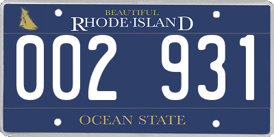 RI license plate 002931