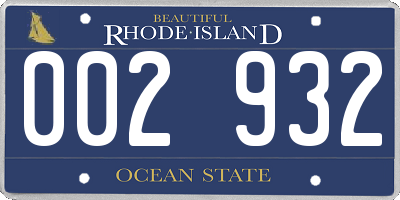 RI license plate 002932