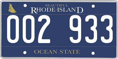 RI license plate 002933
