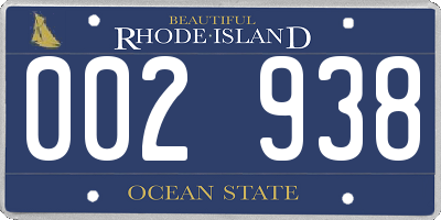 RI license plate 002938