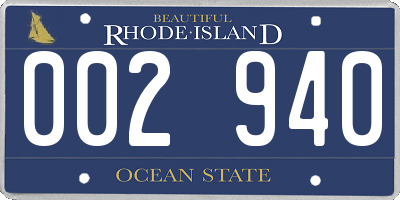 RI license plate 002940