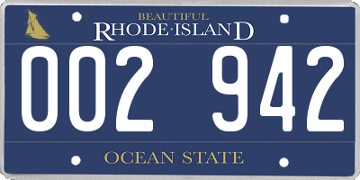 RI license plate 002942