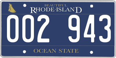 RI license plate 002943