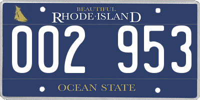 RI license plate 002953