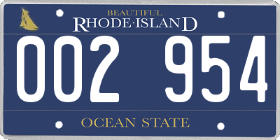 RI license plate 002954