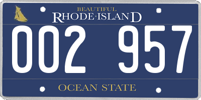 RI license plate 002957