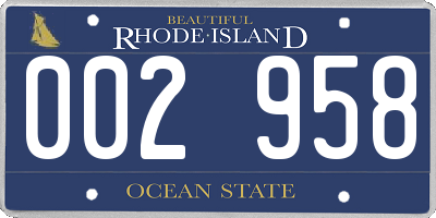 RI license plate 002958