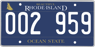 RI license plate 002959