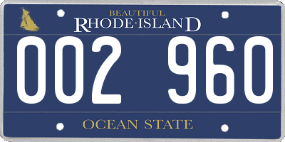 RI license plate 002960