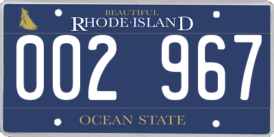 RI license plate 002967