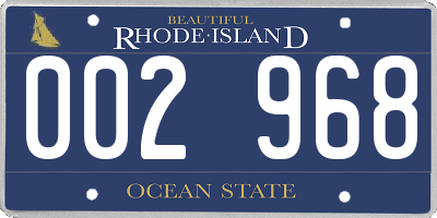 RI license plate 002968