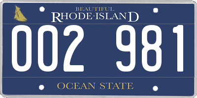 RI license plate 002981