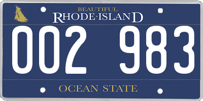 RI license plate 002983