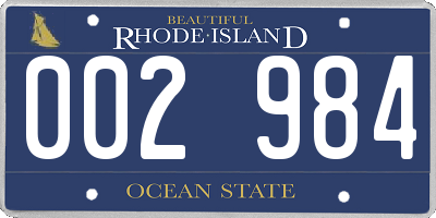 RI license plate 002984