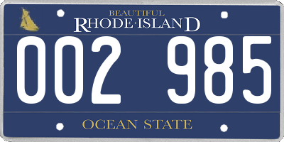 RI license plate 002985