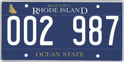 RI license plate 002987