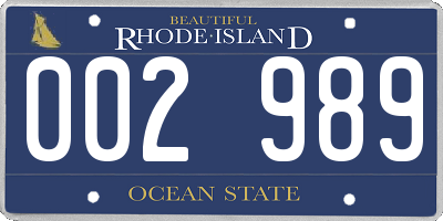 RI license plate 002989